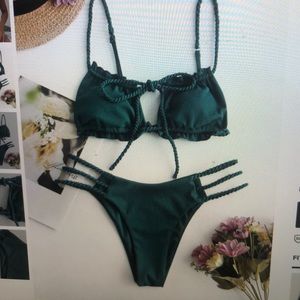 Zaful new teal green turquoise ribbed bikini